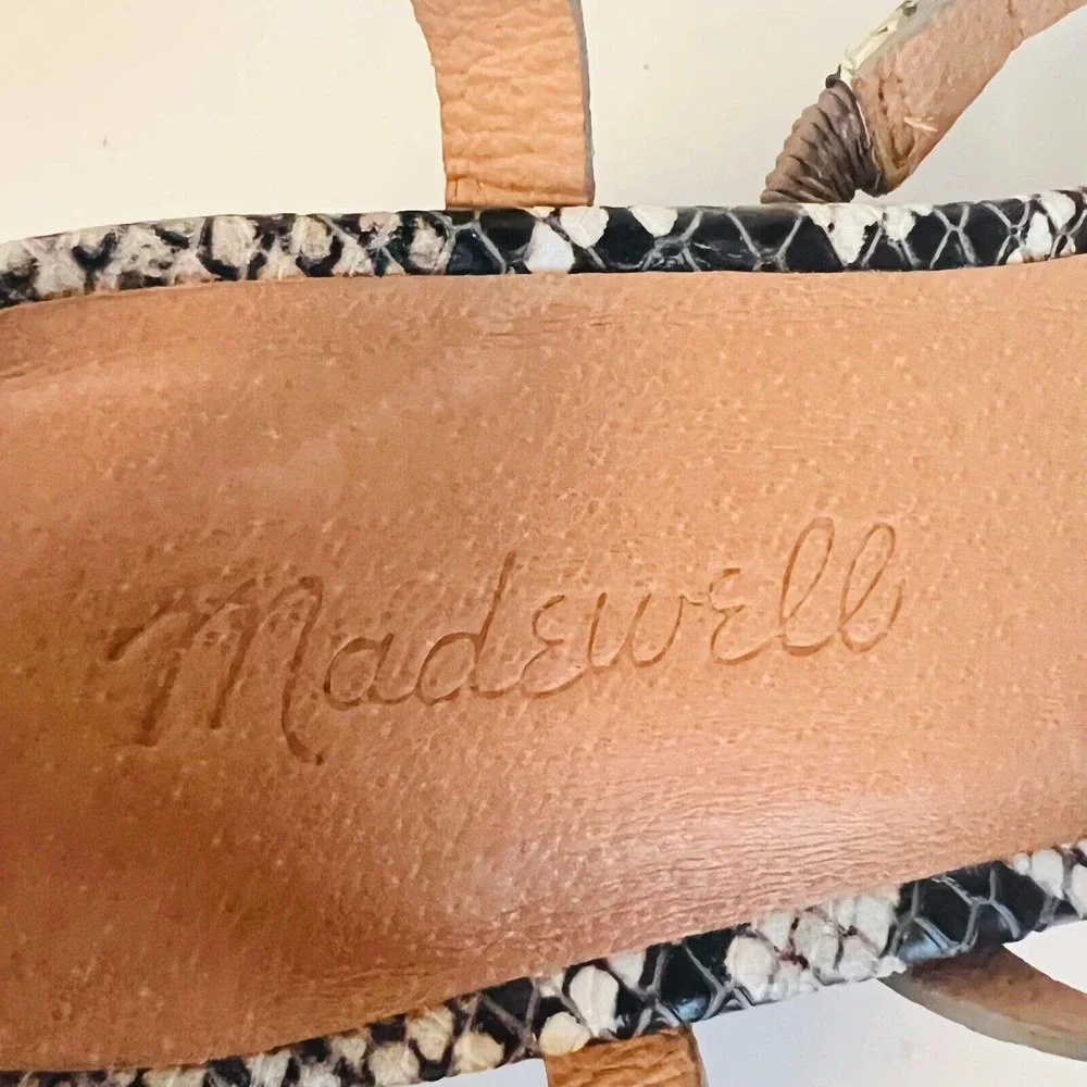 Madewell Womens 7.5 Gray Leather Snake Print Block Heel Strappy Shoes EUC - Picture 11 of 12